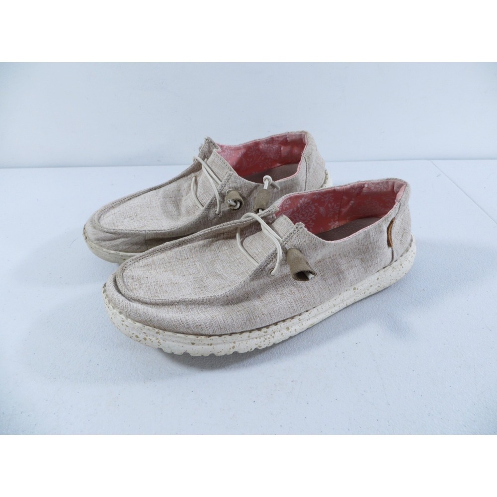 Hey Dude Wendy‎ Chambray White Nut Women's Slip On Loafer Shoes Size 7